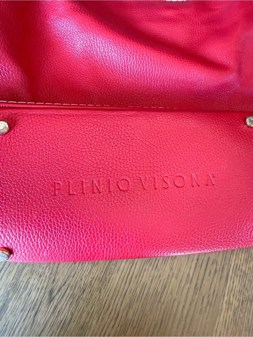 Plinio Visona Red Pebbled Leather Slouchy Hobo Shoulder Bag OS